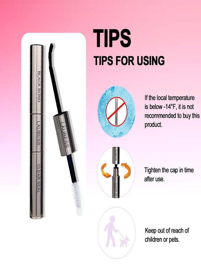 LAUBESS Lash Bond and Seal Lash Glue Waterproof LAUBESS 2-in-1 Cluster Lash Glue for Eyelash Clusters 72H 10ml (Black/Clear) - Image 5